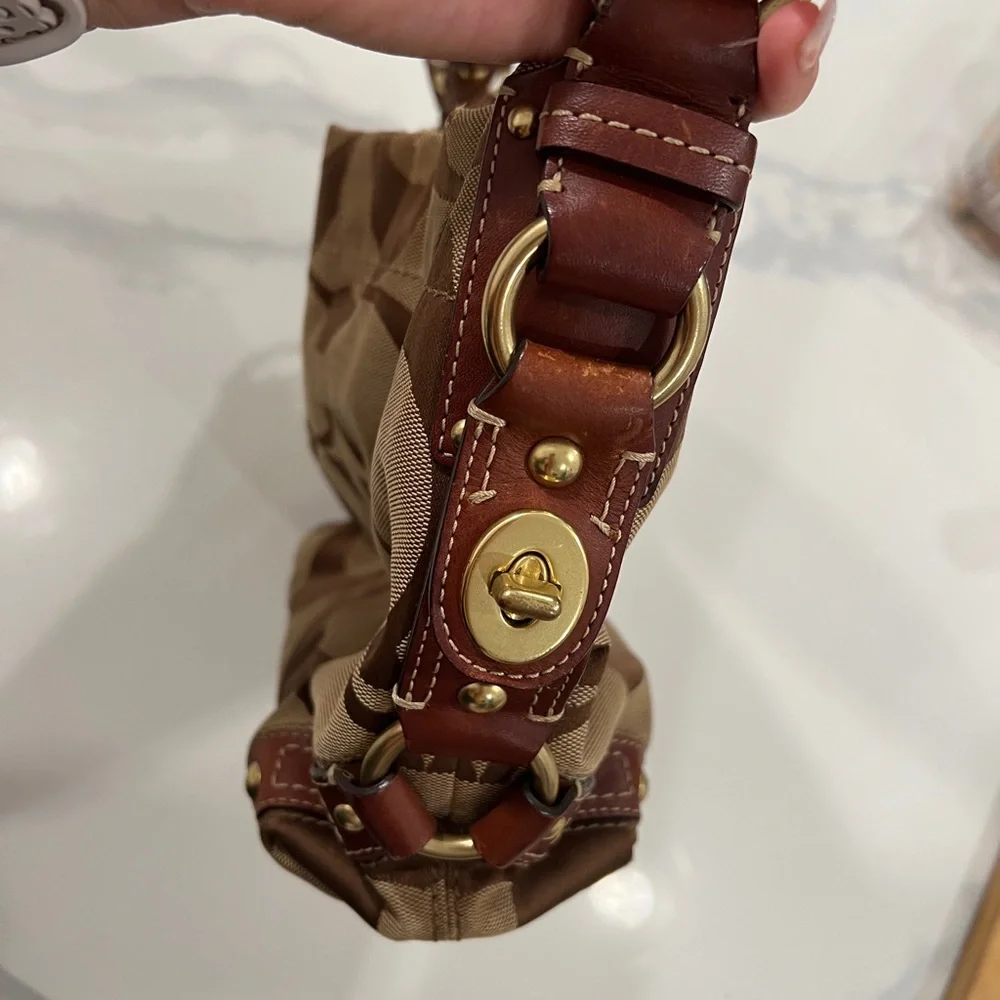 Coach Monogram W Brown Leather Accent Vintage - Picture 7 of 11